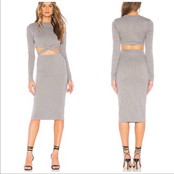 by the way. Dresses & Skirts - Revolve By The Way Gray Cutout Midi Bodycon Dress NWOT